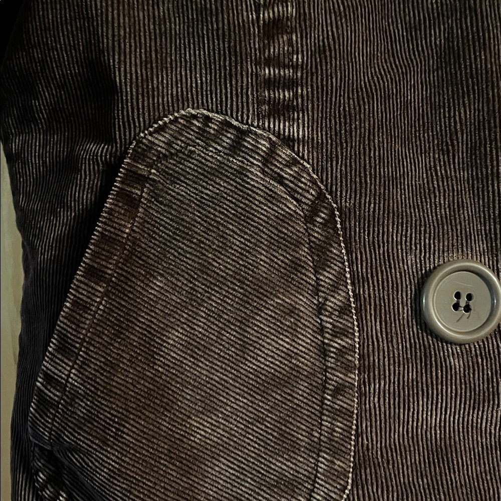Stylish Brown Corduroy Pea Coat - Picture 4 of 4